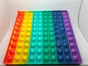#1 New Rainbow Big Pop Fidget Toy Push Bubble Sensory Stress Square