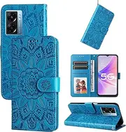 Compatible with Oppo A57 5G / A57 4G Cover,Compatible with Oppo A77 5G / A77 4G / A77s 4G [TPU+PU Leather] Card Slot Flip Kickstand Case Blue