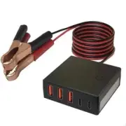 E1YB 12V 24V to 5V Car with LED Lighting, 3-Ports USB A & 2-Port Type-C Fast Cha