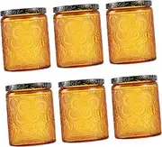 KALLORY 6Pcs Embossed Glass Candle Jars Candle Making Containers for DIY Crafts Home Decor and Storage