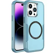 For Apple iPhone 15 Plus MagSafe Compatible 3in1 Case Hybrid Armor Heavy Duty Shockproof Cover (Sky Blue)