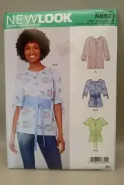 New Look N6621 SIZE 8-29 Tops-Tunics w Bishop-Flutter Sleeve, Tie Belt Uncut