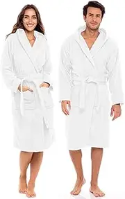 [Pristine Linen] Bathrobe hooded White Pk of 2, White