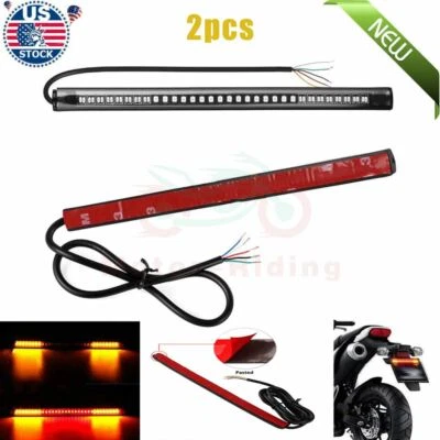 2pcs Rear Flexible 48LED Strip Motorcycle Tail Brake Turn Signal Running Lights