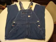 New Carhartt Men's Bib Overalls Blue Carpenter Denim Workwear Zipper Fly 34 x 30