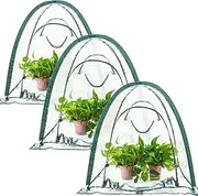 [porayhut] Pop Up Greenhouse Cover Flower House,Pack of 3,Mini Gardening Plant Sunshine Room,Backyard PVC Cover for Cold Frost Protector Gardening Plants