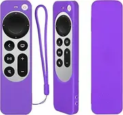 Protective Silicone Remote Case for 2021 Apple 4K TV Series 6 Apple TV Siri Remote 2nd Gen Remote, Shockproof, Washable and Skin-Friendly Cover Non-Slip with Frosted Texture (Purple)