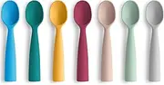 Vicloon 7 Pack Silicone Baby Feeding Spoons, Best First Stage Baby Infant Spoons, BPA-Free Self Feeding Baby Utensils, Baby Spoons Training Spoon Gift Set for Infant(Standing Round)