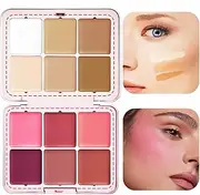 Concealer Palette, 12-Colors Cream Contour Blush Highlighter, Matte Blush, Waterproof Long-Lasting Cream Makeup Palette for Face, Contouring, Concealing, Blending, Smooth, Full Coverage, Long-Lasting