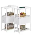 Set of 2 Small Narrow End Table, Side Table, Nightstand with Cloth Drawer,