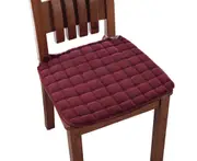 Seat Cushion Solid Color Tie On Polyester 40cm/45cm Anti Skid Chair Pad for Dining Room-Wine Red