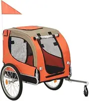 Bike Trailer, Adjustable Pet Trailer, Portable Dog Bicycle Trailer, Outdoor Steel Frame Foldable Oxford Fabric with Rain Cover- for Travel and Storage