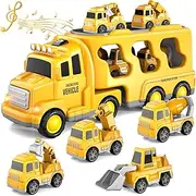 Toddler Boy Toys for 3 4 5 Year Old Boys, Toddler Car Trucks Bus Toys for Toddler Boys Ages 3-5, 5 in 1 Construction Car Truck Bus Boys Toddlers Birthday Gifts