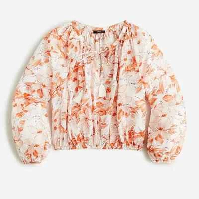 J. CREW Tassel tie-front cropped top in breezy blooms SIZE XL new with tag