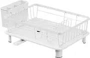 Dish Drainer Rack, Kitchen Drying Rack with A Cutlery Holder, Large Capacity Rustproof Dish Drainer with Removable Utensil Holder for Cutter, Spoon