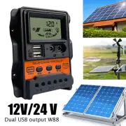 12V/24V 25A Solar Charge Controller Panel Battery Regulator Dual USB Charge