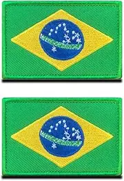 Zcketo 2 PCS South America Brazil Brazilian Flag Patch Hook and Loop Embroidered National Emblem Patch for Football Billiards Team Work Clothes Jersey Backpack Caps Travel Tactical Military