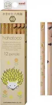 Mitsubishi Pencil Hahatoco HEDGEHOG kids cute, 12 Pencils 4B
