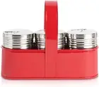 Salt and Pepper shakers with Spice Rack - 3 Retro Spice Jars in Carrying Rack