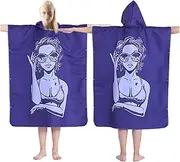 Outdoors Changing Robe Poncho Towel, Beach Towel Wrap Quick-Drying Shawl Hood Windproof Sunscreen Wearable Beach Towel Strong Absorption Sport Robe (Color : 2, Size : One Size)