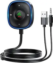 SONRU Aux Bluetooth Adapter for Car, Bluetooth 5.3 Aux Adapter with Mic Noise Cancellation, [Dual Connection&Plug-and-Play] Bluetooth Receiver for Car/Home Stereo Music Streaming and Hands-Free Calls