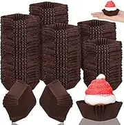 Tanlade 350 Pcs Square Mini Cupcake Liners Disposable Brownie Baking Pan Liners Paper Baking Cup for Cup and Cupcakes Party Supplies for Weddings Birthdays Bridal(Coffee)