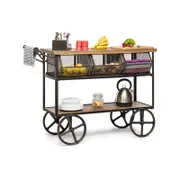 Lirash Wooden Kitchen Island Bench Trolley with Storage Drawers