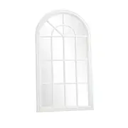 Oikiture Wooden Window Mirror Arched Wall Mirrors Decor 130x70cm White
