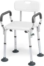 Shower Chair, Height Adjustable Non-Slip Aluminum Frame Shower Seat with Shower