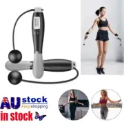 Digital Wireless Cordless Skipping Jump Rope Gym Fitness With Calorie Counter AU