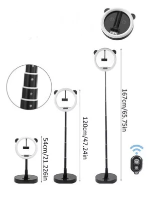 11" Portable Selfie Panda Ring Light with 65" Extendable Stand, Bluetooth Remote