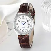 Ladies Easy Reader Silver Case Brown Leather Strap Watch Waterproof Quartz Watch