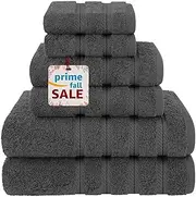 Bath Towel Set Premium Quality [Pack of 6] 100% Combed Cotton 600 GSM, Super Soft & Absorbent Fingertip Towels 2 Bath Towels, 2 Hand Towels, 2 Washcloths - [Worth $72.99] Dark Grey