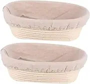 2Sets Rattan Bread Proofing Basket with Removable Liner Cover Oval Shape Dough Container for Sourdough Baking Safe and Design for Home Bakers