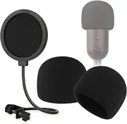 Rigych Microphone Pop Filter and Foam Windscreen for Razer Seiren V2 X Mic, Professional Microphone Pop Screen with Foam Mic Cover for Studio Recording and Streaming
