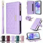 For Samsung Galaxy A16 A36 A54 A35 A14 Leather Zipper Wallet Flip Stand Case