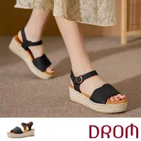 在飛比找森森購物網優惠-【DROM】涼鞋 坡跟涼鞋/時尚歐美簡約設計草編厚底坡跟涼鞋