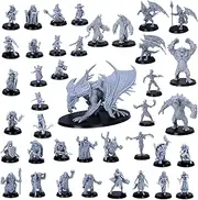 Fantasy Miniatures Set – 40 DnD Miniatures for Tabletop RPGs | 28-32mm Scale Monster & Hero Pack | Compatible with Dungeons & Dragons | Epic Miniatures Licensed | Resin Figures for Gamers