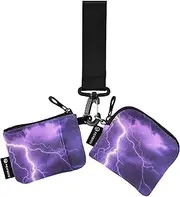 [Caihoyu] Dual Wristlet Wallets for Women Slim Portable Women's Money Organizers with Zipper Coin Pocket for Ladies Girls 2 Packs, Thunder And Lightning, 4.13"(L) x 3.5"(W), Travel Accessory, Thunder and