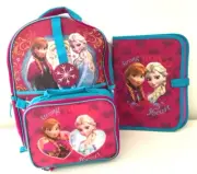 Disney Frozen Backpack 16" Lunch Box Bag & Folder School Set Pink Full Size NWT