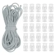 10 Yard Elastic Bungee Cord & Single Hole Cord Lock, Light Gray 2 Pack