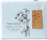 Park Avenue 500 Thread Count Natural Bamboo Cotton Bed Sheet Set, Queen, Mid Blue