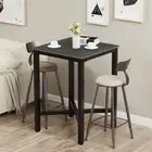 Lagre Tall Square Bar Table Sintered Stone Top Kitchen Table Sturdy X-shape Legs