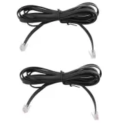 8.5ft 6P6C RJ12 Male to Male Telephone Flat Extension Cable Cord Black 2 Pcs