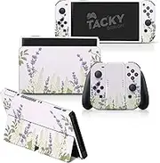 Tacky Design Lavender skin Compatible with Nintendo Switch OLED Skin watercolor - Vinyl 3M Nintendo Switch OLED Stickers set - Desert Switch OLED Skin for Console, Dock, Joy Con Wrap - Decal Full Wrap