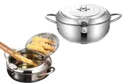 Tempura Deep Fryer Pot Stainless Steel with Temperature Control for French Fries and Chicken