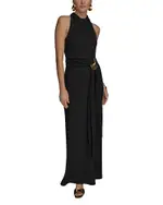 Donna Karan Cowlneck Sash Belt Gown