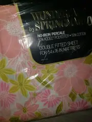 Double Fitted Sheets Floral Pattern Scotchguard Springmaid Pink