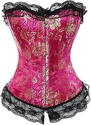 [FAWENLI] Fashion Women'S Overbust Corset Sexy Bustier Corset Top Vintage Lingerie Corselet Lace Gothic Burlesque Costu
