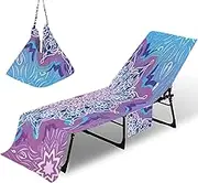 Sun Lounger Beach Towels with Pockets - 3D Geometric Print Summer Microfiber Sunbed Towel Cover, Quick Dry Beach Chair Cover, Portable Chaise Lounger Towel for Pool Spa Outdoor(04,75*200cm)